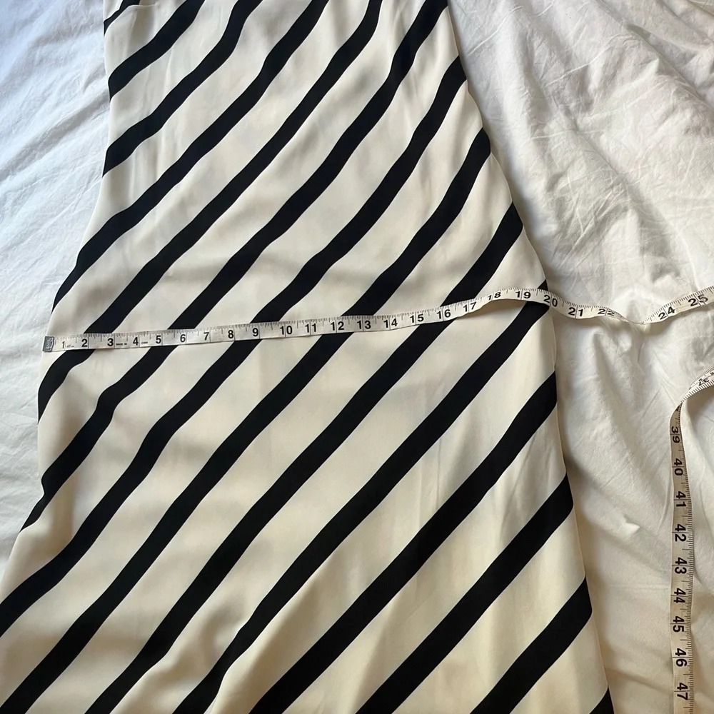 NWT Black and White Striped Satin Slip Maxi Dress size Medium Tall